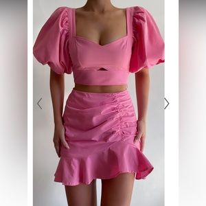 NWT Showpo hot pink matching top and skirt set